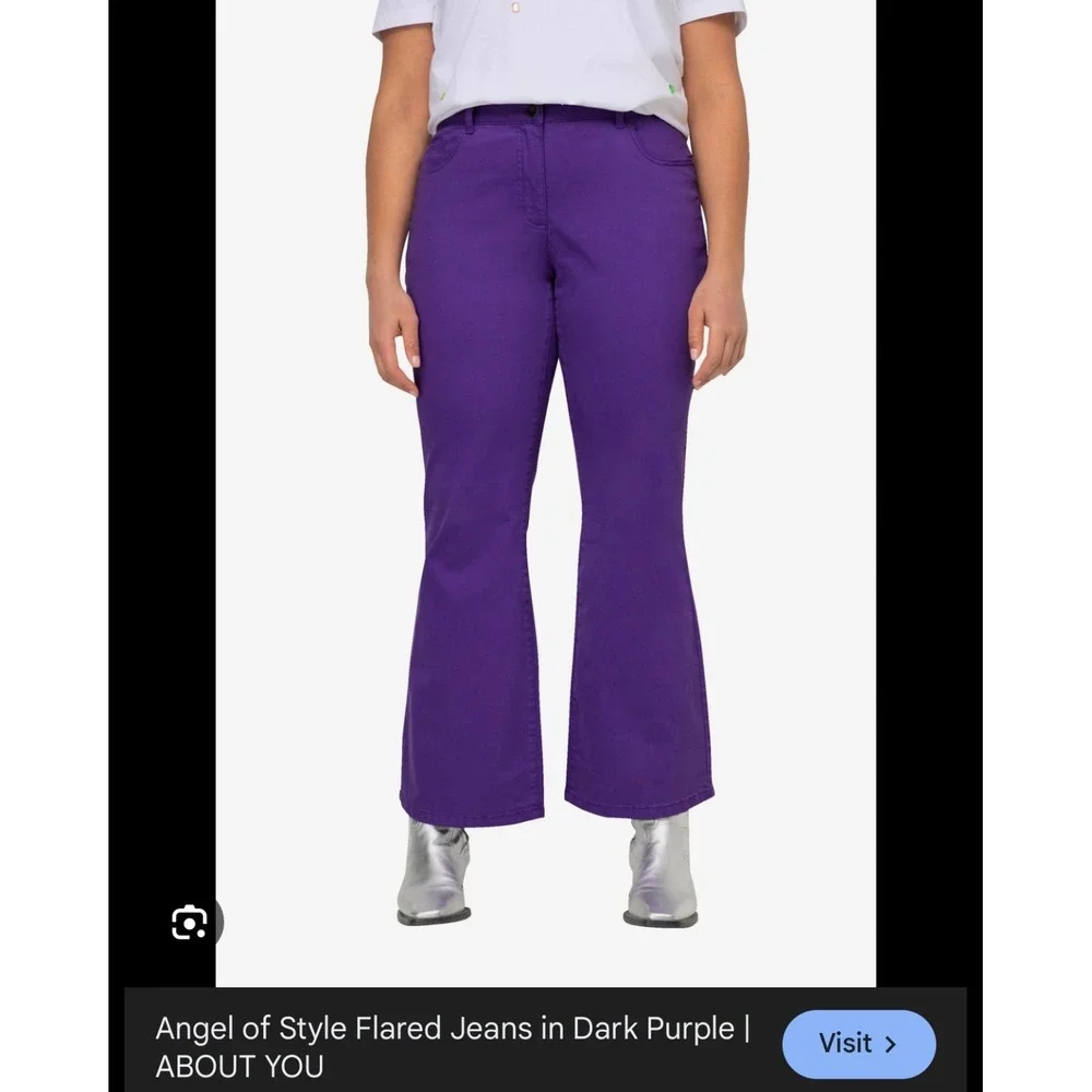NWT Angel of Style‎ Ulla Popken Purple Flared Jeans Plus 26W High Rise X123